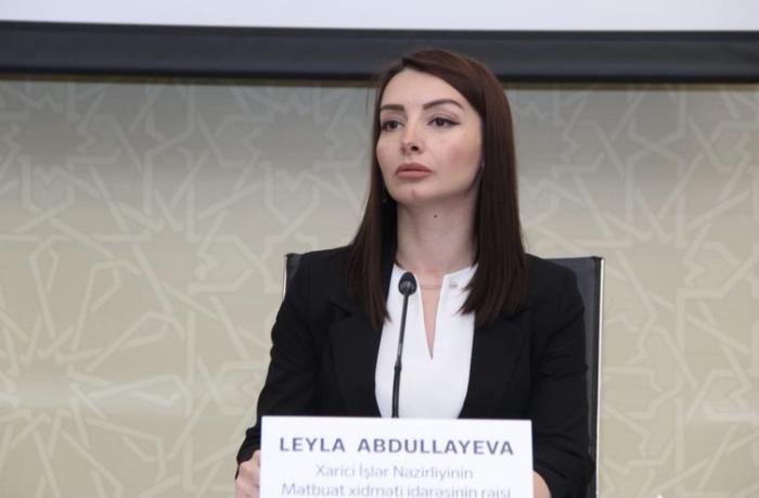 Leyla Abdullayeva: “Ermənistan XİN-in açıqlamalarının böyük hissəsinə cavab veririk”