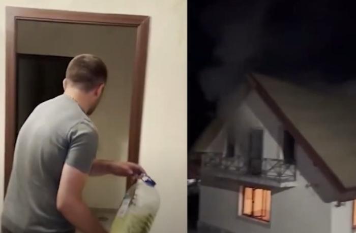 Laçını tərk edən daha bir erməni evini yandırdı — VİDEO