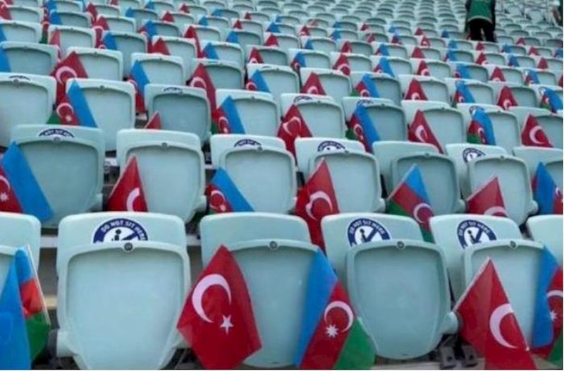 Bakı Olimpiya Stadionu bayraqlarla bəzədilir — FOTOLAR