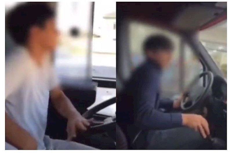 15 yaşlı uşaq avtobus sürdü, atası cəzalandırıldı — VİDEO