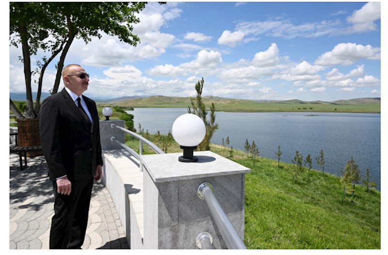 Prezident Füzulidə Köndələnçay su anbarları kompleksinin açılışında — FOTOLAR